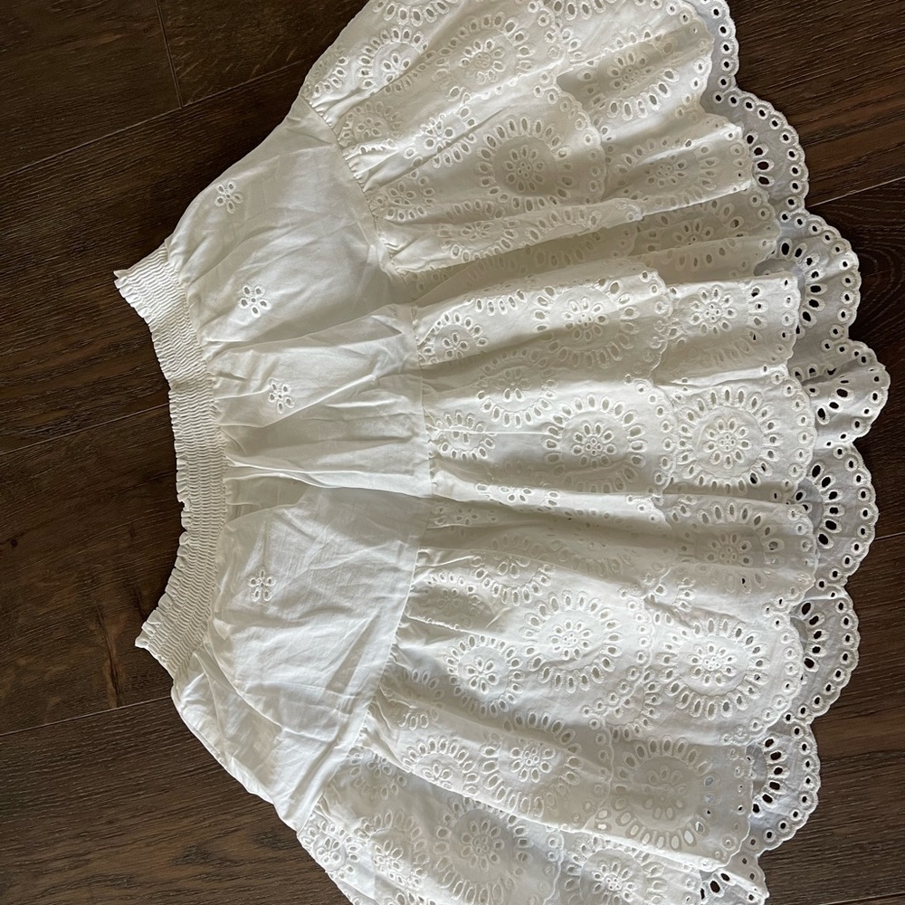 BB Dakota White Eyelet Mini Skirt